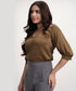 Vneck Satin Short Sleeve Top